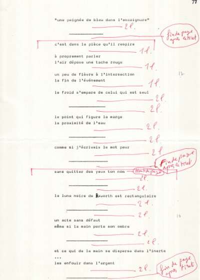 Claude Royet-Journoud, Une méthode descriptive, Le collet de buffle. 1986. Maquette. Page 12