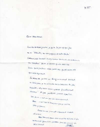 Lettre du 31 décembre (1962). Non identifié