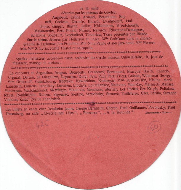 Programme souvenir rond. 17,5 de diamètre