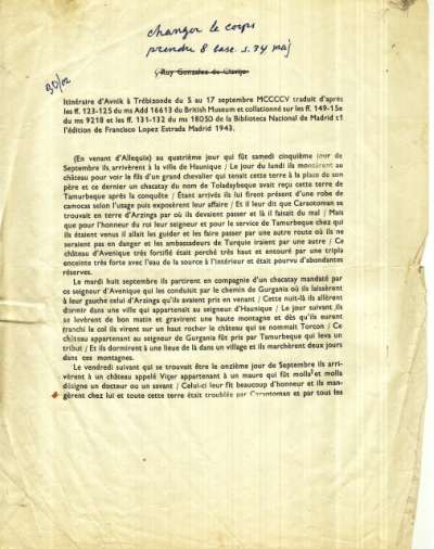 Itinéraire géorgien de Ruy Gonzales de Clavijo et les églises aux confins de l'Atebagat. 1966. Epreuve annotée de la main d'Iliazd