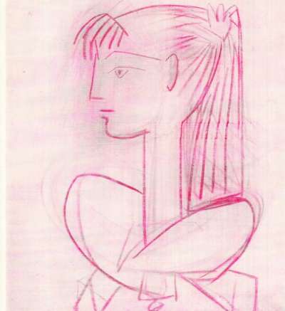 Epreuve de Décharges ou La Révolte des Dames de Mougins. Peintures de Pablo Picasso. 14,5x18 cm, 1964. Décharge 10