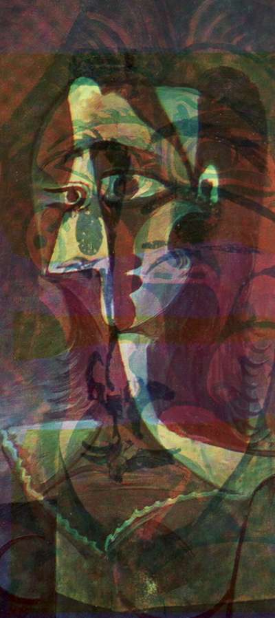 Epreuve de Décharges ou La Révolte des Dames de Mougins. Peintures de Pablo Picasso. 8x18 cm, 1964. Décharge 15