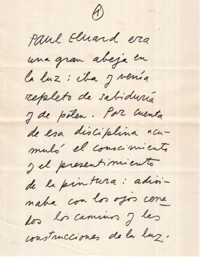 Anthologie des écrits sur l'art. Textes choisis et présentés par Paul Eluard, préface Jean Marsenac. 28 cm, 300p.. 1972. Texte manuscrit de Pablo Neruda