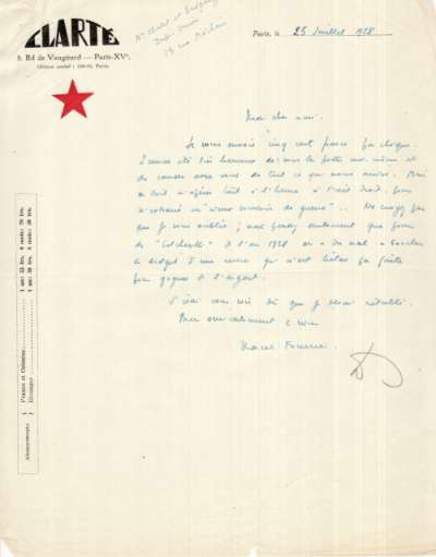 Lettre de Marcel Fourrier, 25 juillet 1928