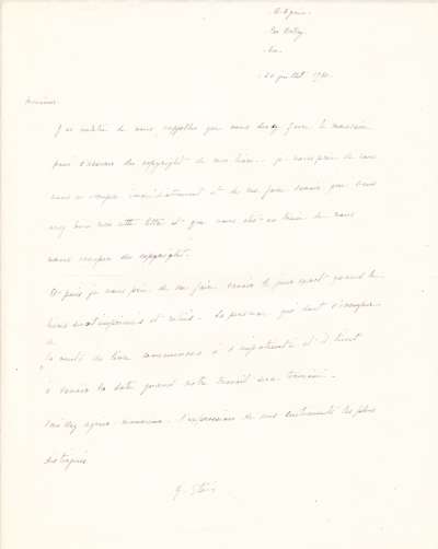 Lettre de Gertrude Stein, 24 juillet 1930