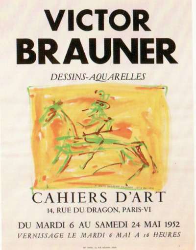 Affiche de l'exposition de Victor Brauner à la Galerie Cahiers d'art en mai 1952, 52,5x40 cm