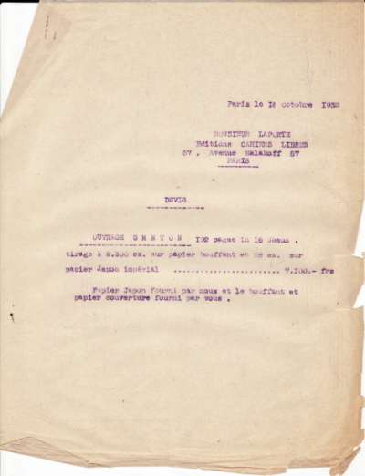 Le révolver à cheveux blancs, lettre du 14 octobre 1932