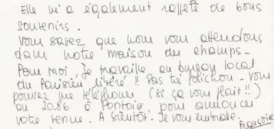 Lettre du 26 janvier de Françoise Gilot. S.D. Verso