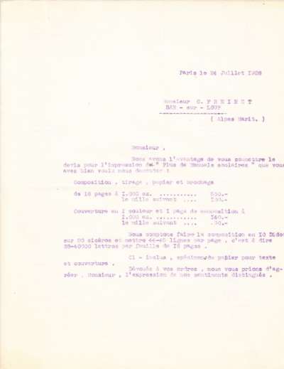 Lettre du 24 juillet 1928