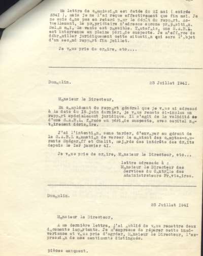 Rapport de Joseph Dumoulin au Chef des Service de Contrôle des Administrateurs provisoires. Page 2