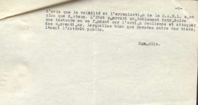 Rapport de Joseph Dumoulin au Chef des Service de Contrôle des Administrateurs provisoires. Page 5