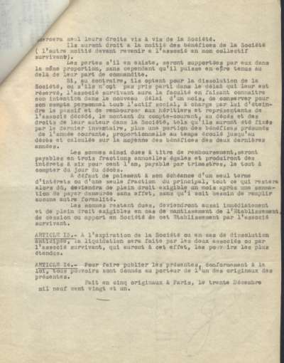 Statut de la société initiale de l'Imprimerie Union fait le 30 décembre 1921. Page 3