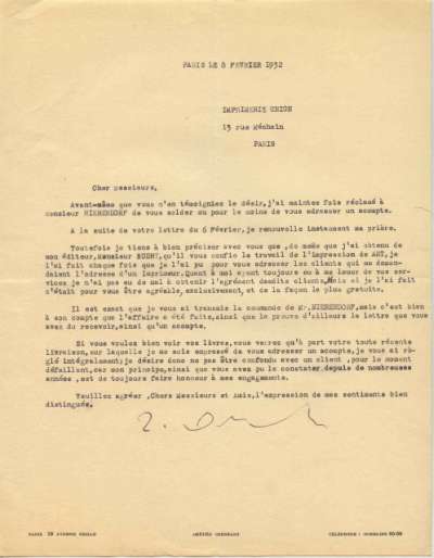 Lettre de Ozenfant, 8 février 1932