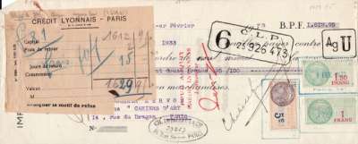 Mandat de Christian Zervos daté du 1er février 1933 à l'ordre de l'Imprimerie Union