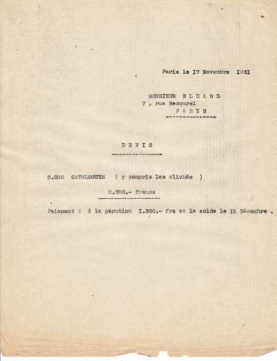 Lettre du 17 novembre 1931 