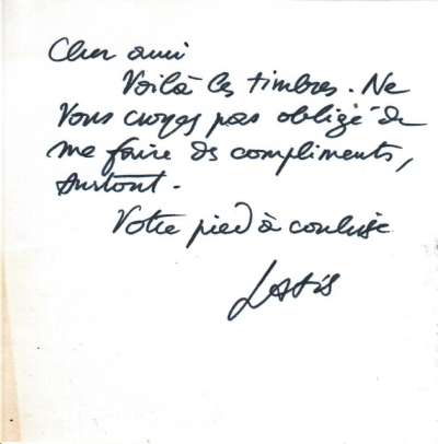 Carte du 7 septembre 1966 signée Latis. Verso
