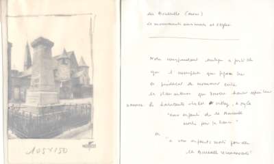 Carte du 16 janvier 1967 signée Latis, Gayot, Fleury, Bouché. Le monument aux morts et l'église de La Bouteille