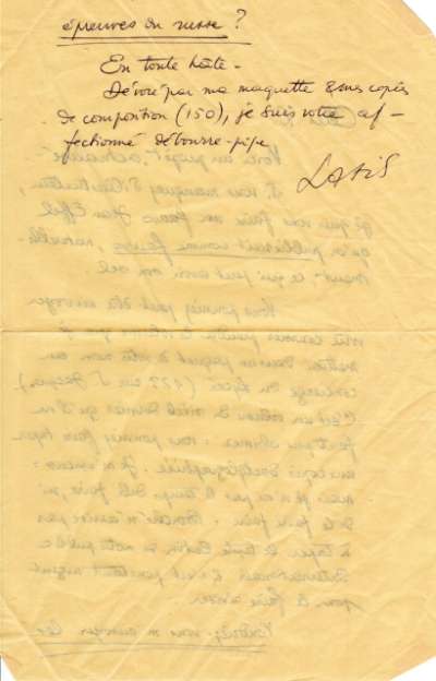 Lettre signée Latis. Page 2. S.D.