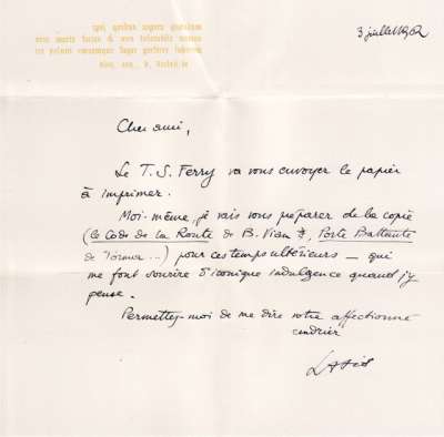 Lettre du 3 juillet 1962