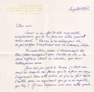 Lettre de Latis, 20 juillet 1962