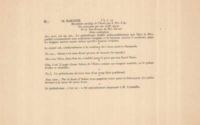 Manuscrits et épreuves d'imprimerie d'Adam et Eve de Luc Etienne. Page 4. S.D.