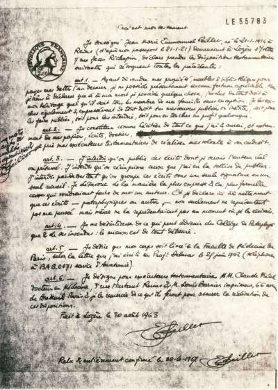 Testament d'Emmanuel Peillet