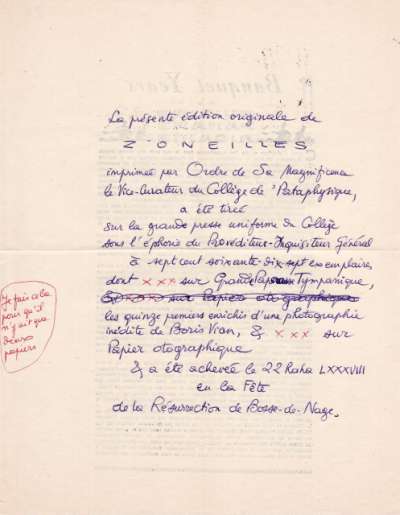 Achevé d'imprimer manuscrit