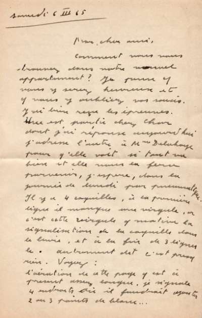 Lettre de PAB à Louis Barnier, 6 mars 1965