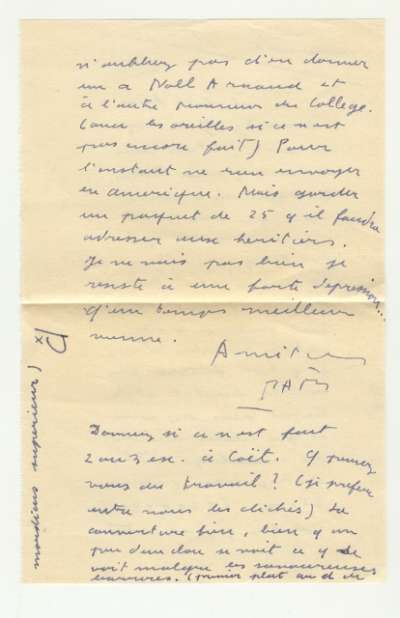 Lettre de PAB à Louis Barnier, 11 octobre 1962. Page 2