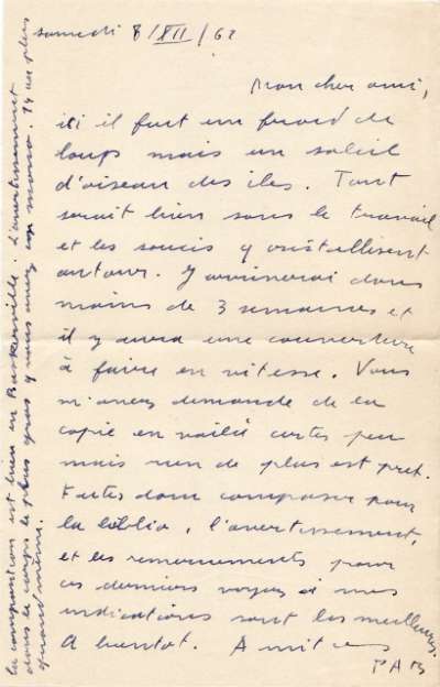 Lettre de PAB à Louis Barnier, 8 décembre 1962