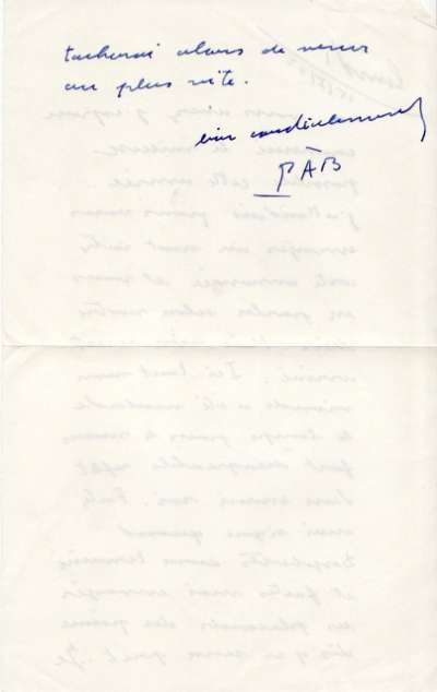 Lettre de PAB à Louis Barnier, 15 janvier 1962. Page 2