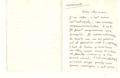 Lettre de PAB à Louis Barnier, datée Mercredi (1965)