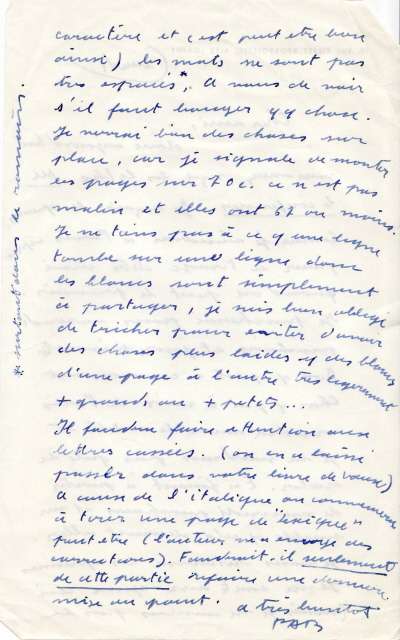 Lettre de PAB à Louis Barnier, datée lundi. Verso