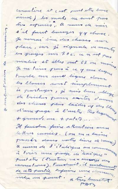 Lettre de PAB à Louis Barnier, datée lundi. Verso