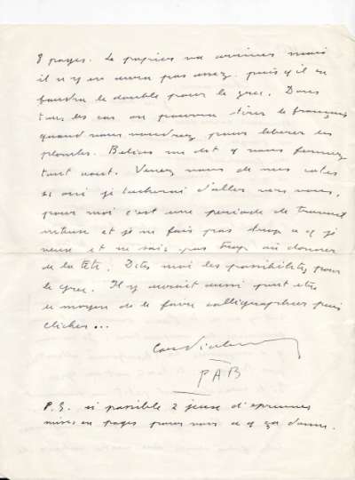 Lettre de PAB à Louis Barnier, 25 juillet 1962. Page 2