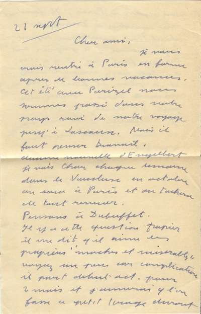 Lettre de PAB à Louis Barnier, 21 septembre 1962