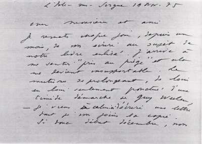 Lettre de René Char à l'Imprimerie Union, 19 novembre 1975