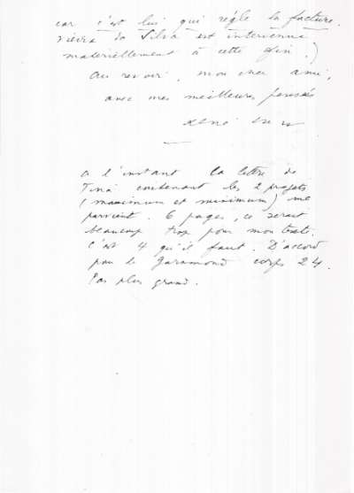 Lettre de René Char à l'Imprimerie Union, 20 mars 1975. Page 2