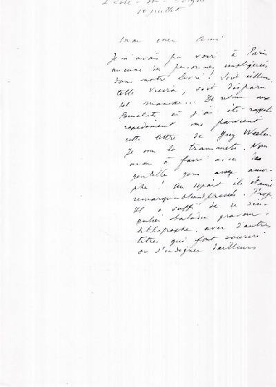 Lettre de René Char à l'Imprimerie Union, 10 juillet (S.D)