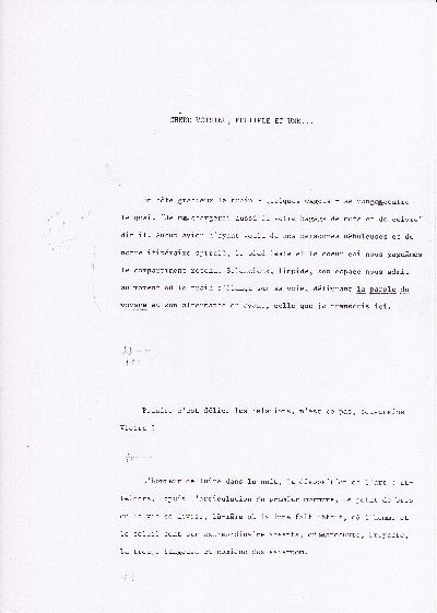 Epreuve du texte Chère voisine, multiple et une. Page 1