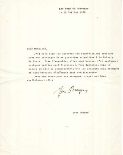 Lettre de Brayer, 29 juillet 1973