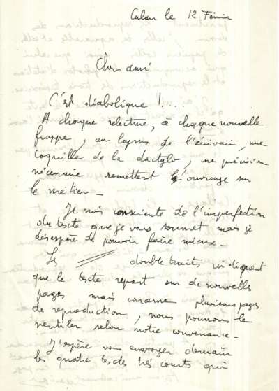 Lettre de Monique (Estève) à Louis Barnier, 12 février (1986)