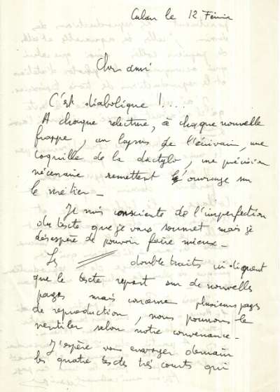 Lettre de Monique (Estève) à Louis Barnier, 12 février (1986)