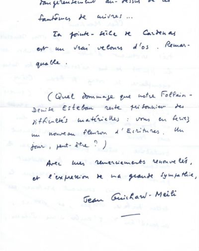 Lettre de Jean Guichard-Meili à Louis Barnier, 13 juin 1977. Verso