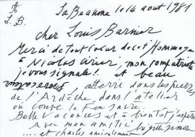 Lettre de Brigitte Simon, 14 août 1981