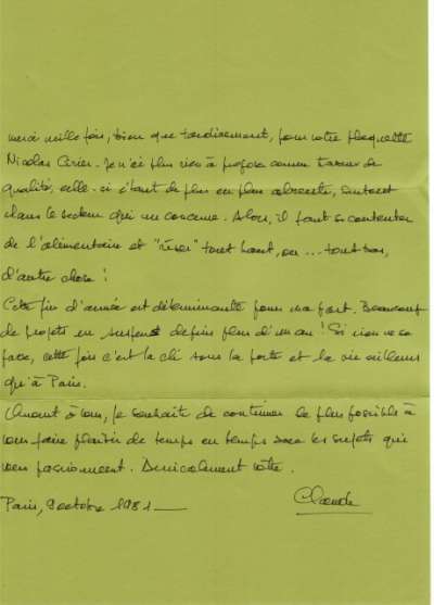 Lettre de Claude Verne, 12 octobre 1981. Page 2