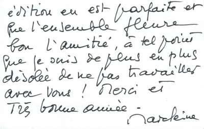 Carte signée Madeleine Braun. S.D.. Verso