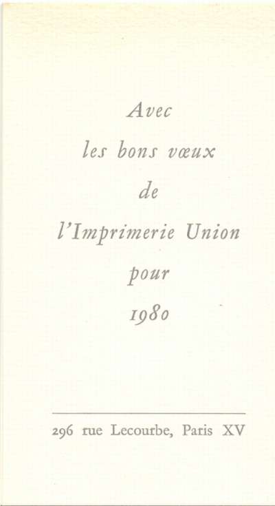 Où l'Imprimerie Union s'exerce avec tant d'autres à l'art délicat du Reprint. 1979