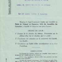 LETTRE CONCERNANT LA LIQUIDATION JUDICIAIRE DES EDITIONS G. CRÈS ET CIE
