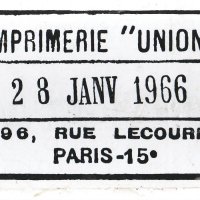 ESTAMPILLE DE L'IMPRIMERIE UNION